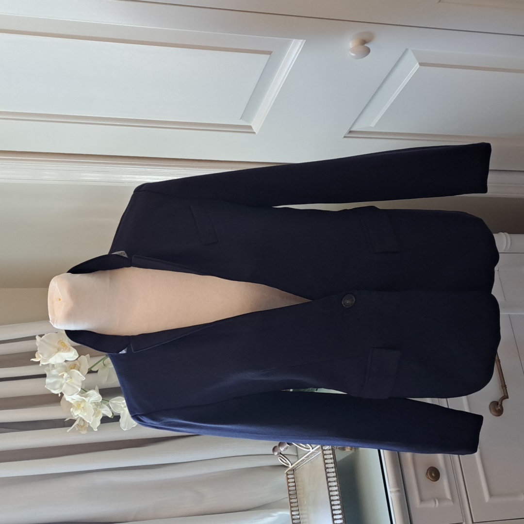 J.Crew Womens Regent Navy Wool Blazer Silky Lined Red Trim Grey Felt Collar S-2